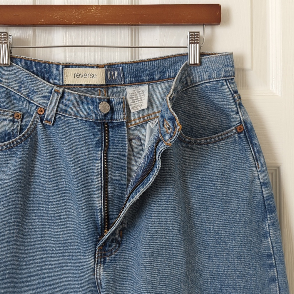 Gap Y2K Vintage Medium Wash High Waisted Reverse Fit Ankle Length Mom Jeans 12 - Picture 7 of 13